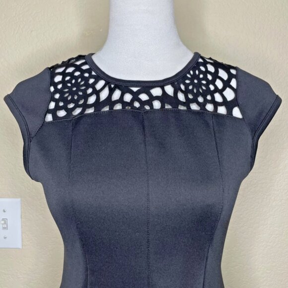 Ten Sixty Sherman Black Cap Sleeve Floral Cut Out Mini Dress Size XL Event - Picture 2 of 10